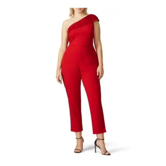 Adrianna Papell Pants - Adrianna Papell One Shoulder Jumpsuit Red 14